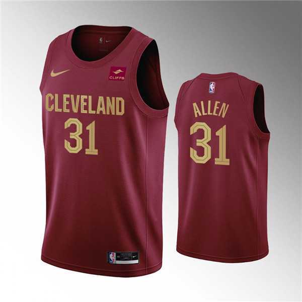 Men%27s Cleveland Cavaliers #31 Jarrett Allen Wine Icon Edition Stitched Basketball Jersey Dzhi